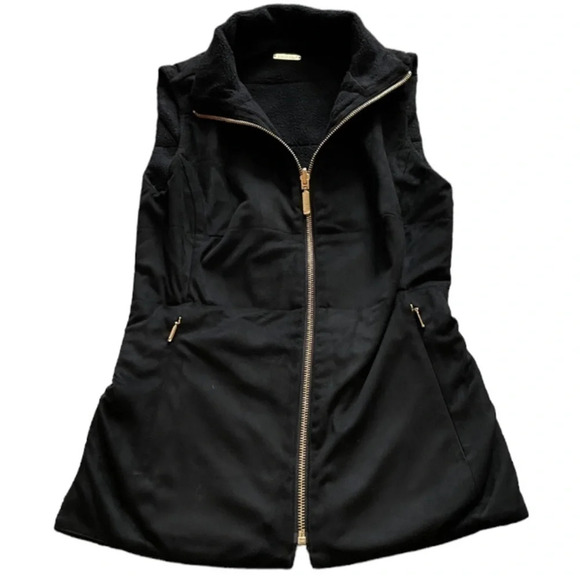 Lilly Pulitzer Vest Womens XXS Black Skyden Reversible Golf Suede Sherpa Sporty - Picture 7 of 15